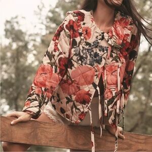 Anthropologie Floral Quilted Jacket - THE HAZEL VELVET QUILTED JACKET BY MAEVE